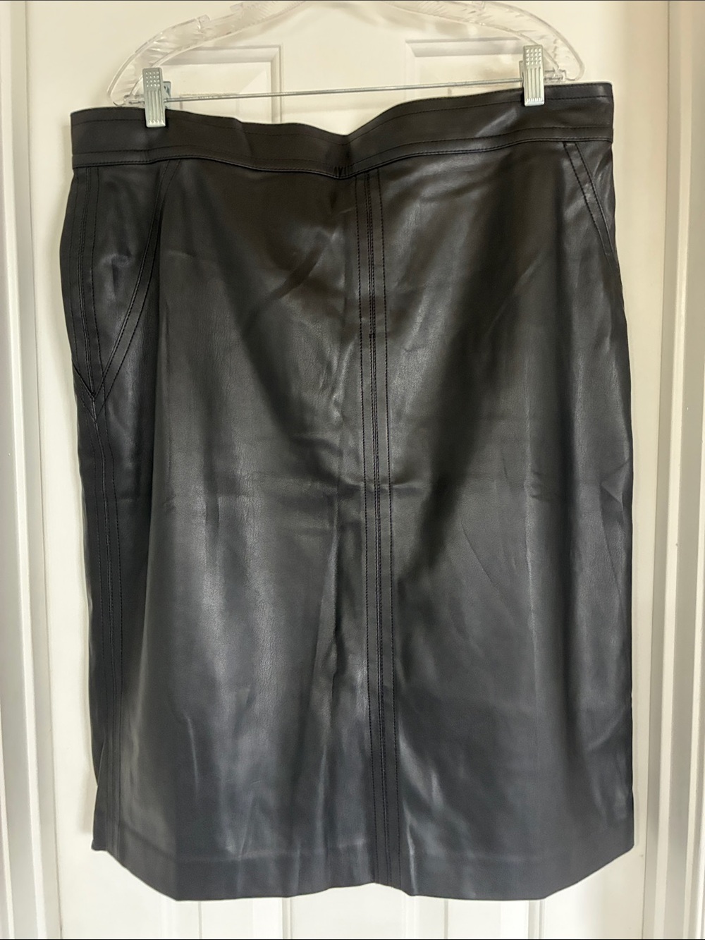 Ann Taylor Black Faux Leather Pencil Skirt